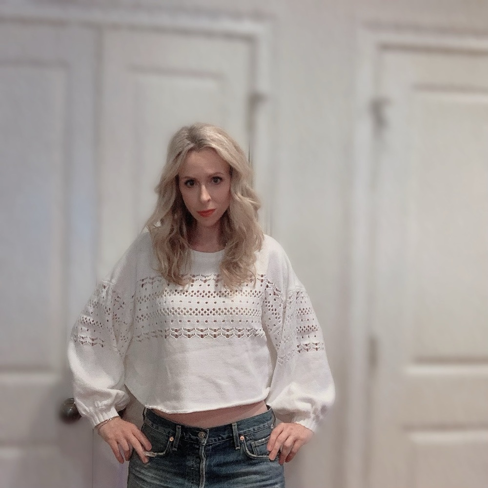 Urban outfitters crop top puff sleeve sweater - Picture 2 of 6